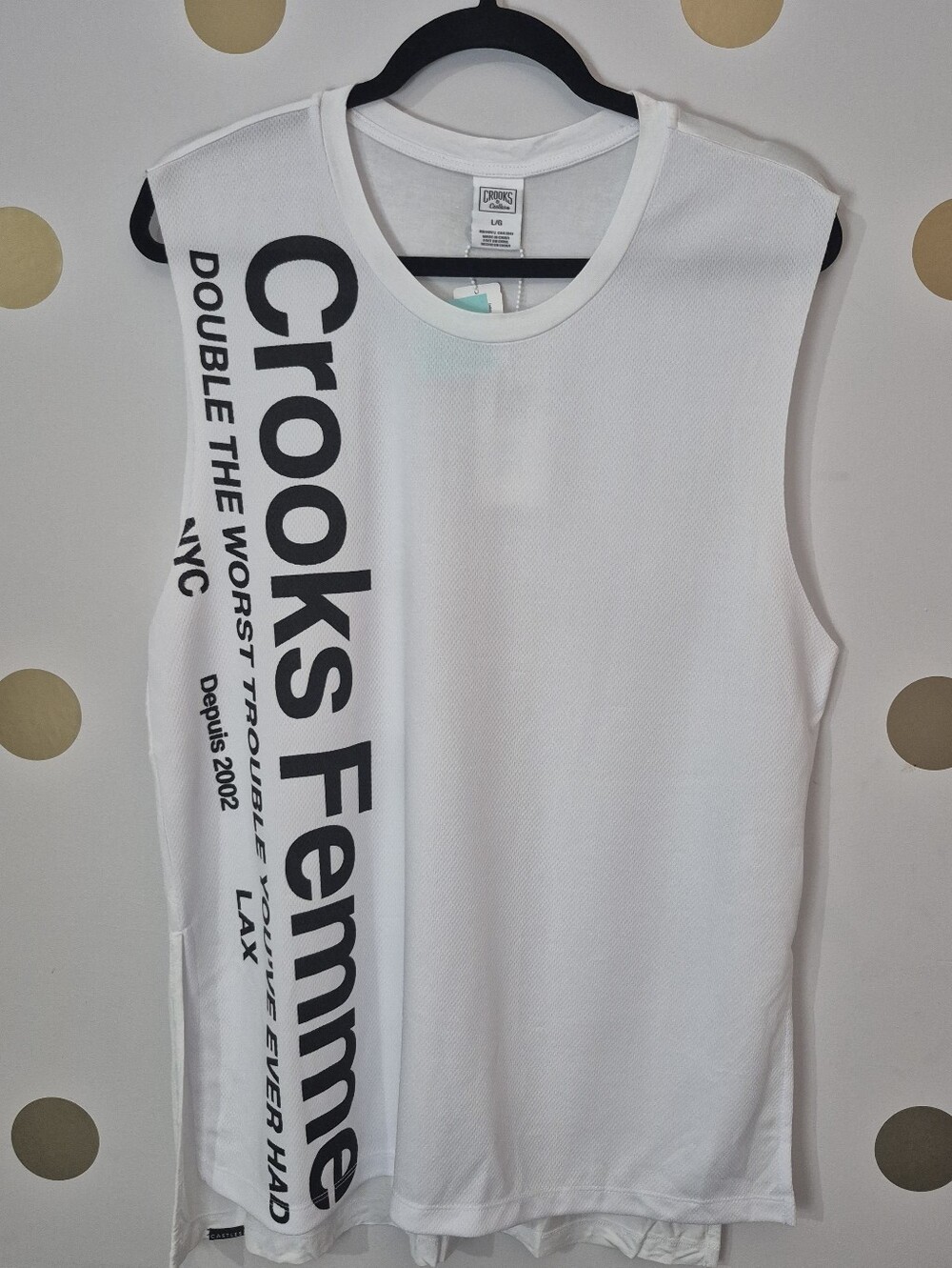 NWT Crooks & Castles Femme Tank Top Size Large White 2012 Deadstock